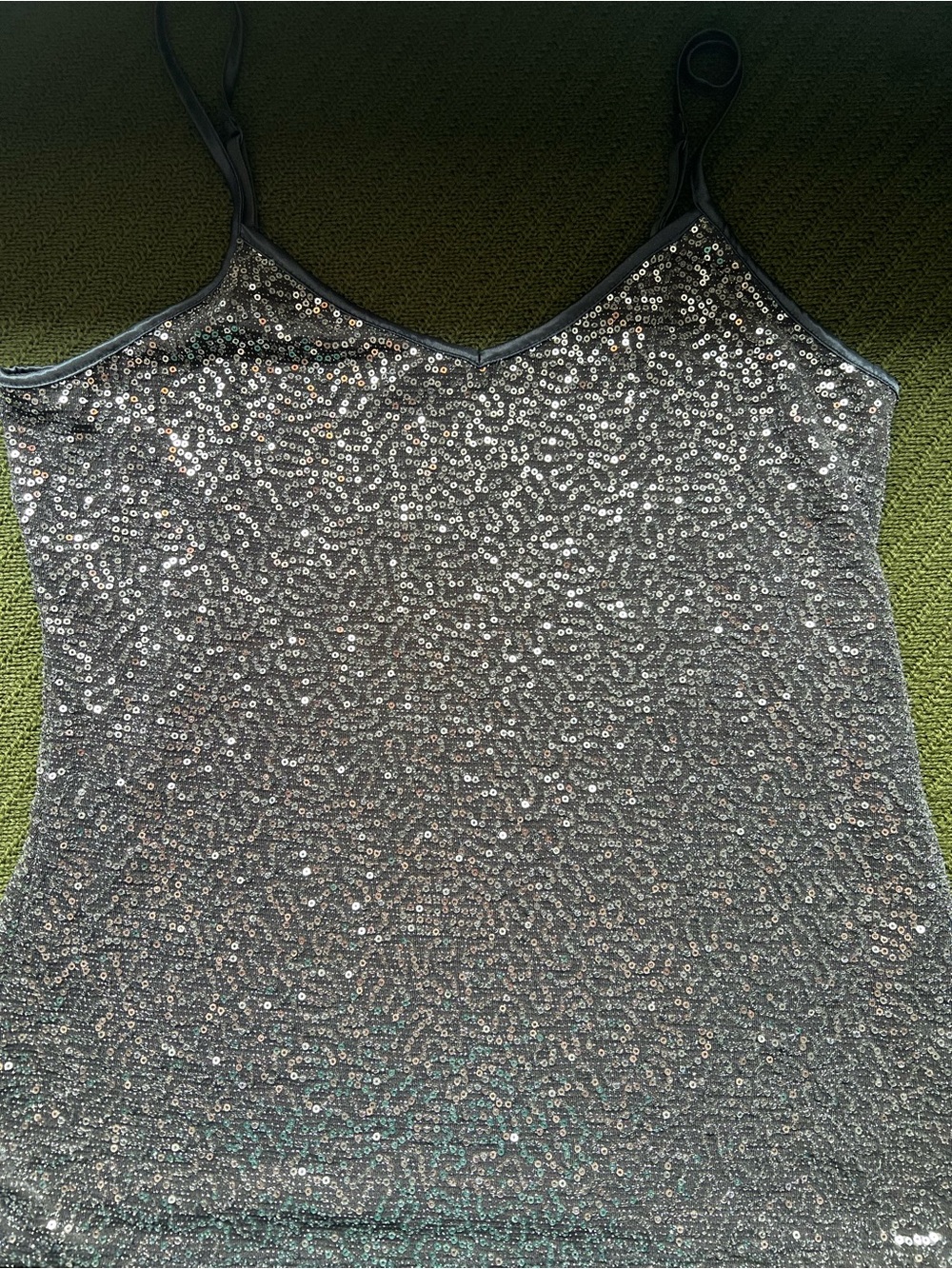 Express Silver Sequin Spaghetti-Strap Cami